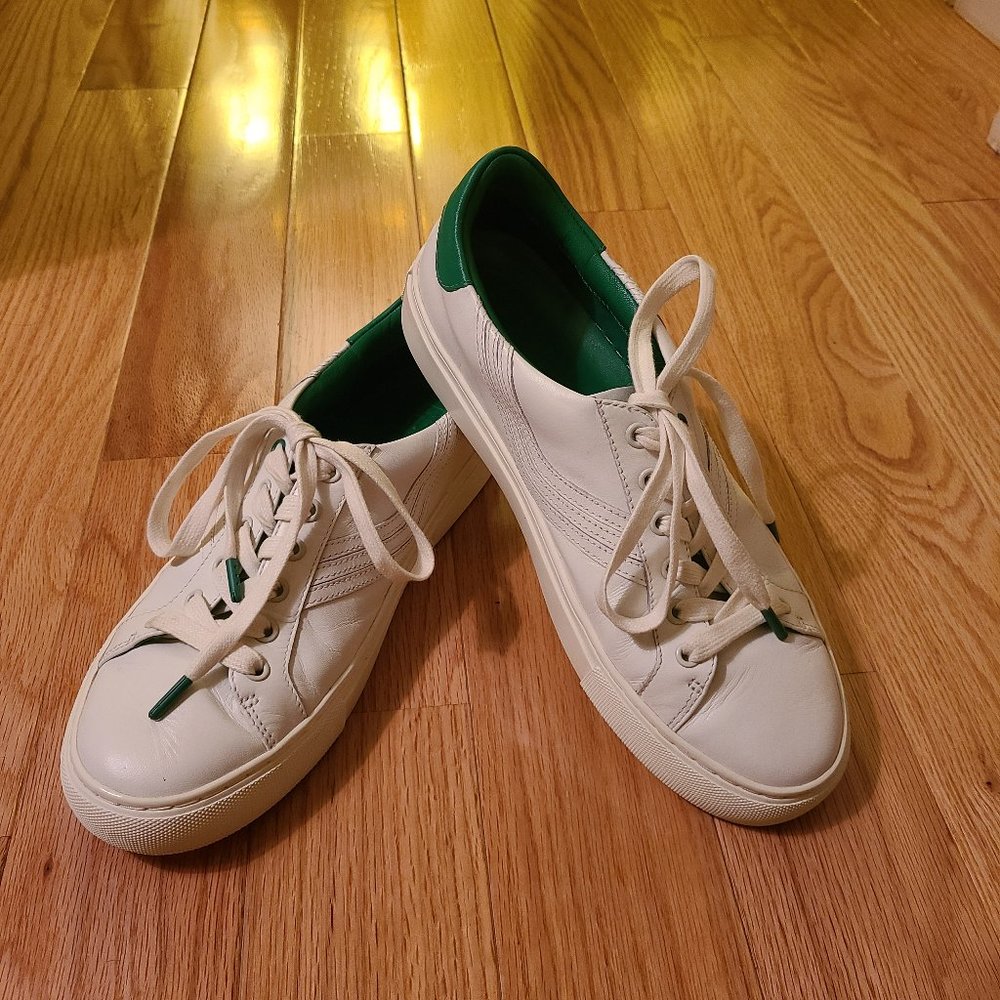 Tory Burch green & white leather sneakers size 8M